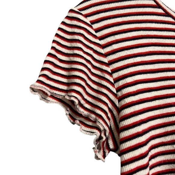 90’s y2k striped lettuce hem shirt - Picture 6 of 6